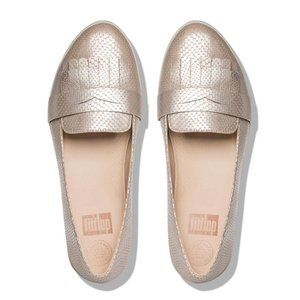 NEW Fitflop Snake-embossed Fringey Sneakerloafer